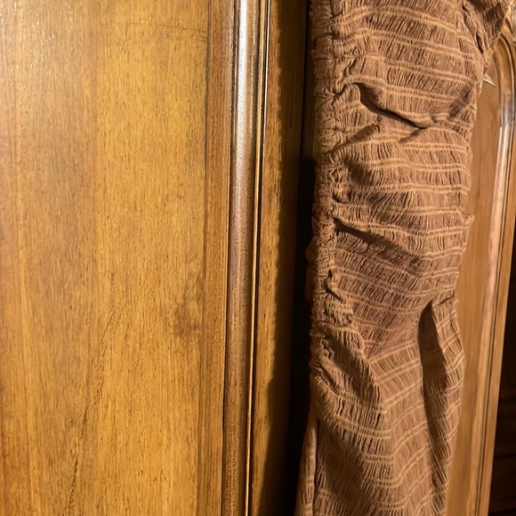 NWT FREE PEOPLE BROWN STRAPLESS RUCHED TOP SIDE SLIT DRESS XS - Picture 3 of 13